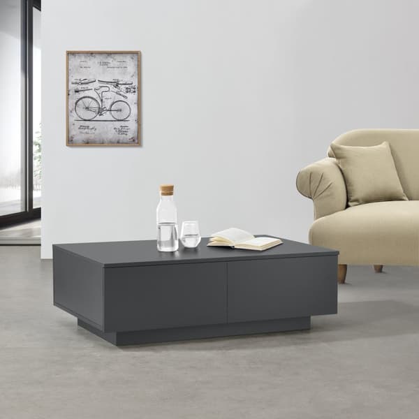 [en.casa] Soffbord Kagiso-med 4 lådor-95x60x31cm-spånskiva-mörkgrå matt