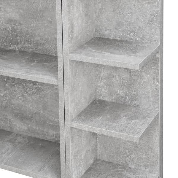 [en.casa] Väggskåp Harstad för badrum med spegeldörr och 6 hyllplan-64x80x20cm-melaminbelagd spånskiva-betongfärg