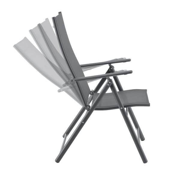 [en.casa] Trädgårdsstol Kalamata set om 2-hopfällbar-105x57x68cm-vikbart ryggstöd-pulverlackerat stål-polyester-mörkgrå