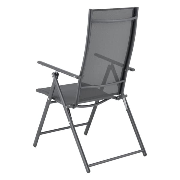 [en.casa] Trädgårdsstol Kalamata set om 2-hopfällbar-105x57x68cm-vikbart ryggstöd-pulverlackerat stål-polyester-mörkgrå