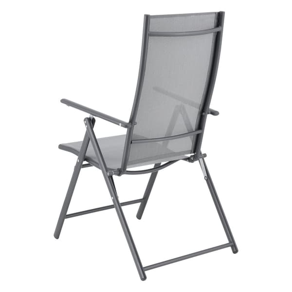 [en.casa] Trädgårdsstol Kalamata set om 2-hopfällbar-105x57x68cm-vikbart ryggstöd-pulverlackerat stål-polyester-ljusgrå-mörkgrå