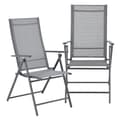 Miniatyrbild 1 av 7: [en.casa] Trädgårdsstol Kalamata set om 2-hopfällbar-105x57x68cm-vikbart ryggstöd-pulverlackerat stål-polyester-ljusgrå-mörkgrå