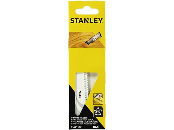 Stanley STA21192-XJ, Sticksågsblad, Gjuten aluminium, Icke-järnmetaller, Plast, Trä, Trä med spik, Höglegerat stål (HAS), Svart, Grå, 15,2 cm, 2 styc