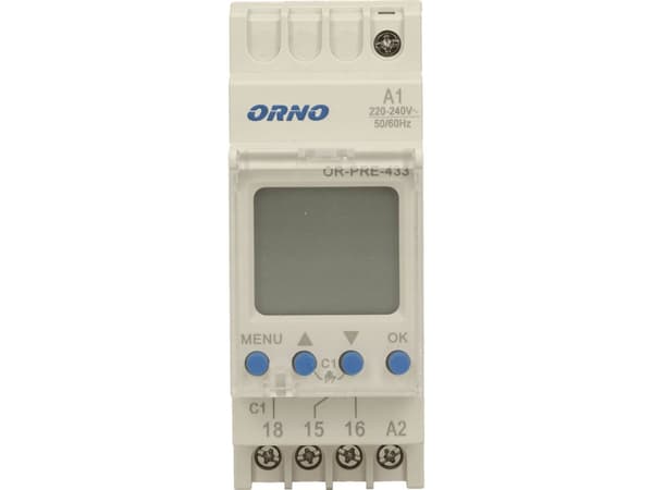 Orno Electronic timer, 52 programs, 3 menu languages, 2 modules, DIN TH-35mm OR-PRE-433
