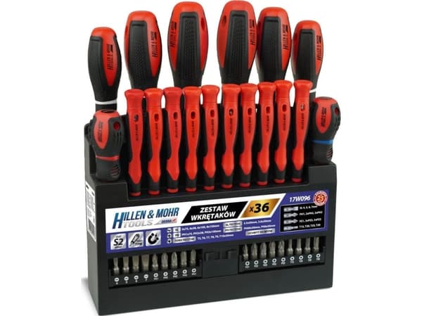 Dedra Set of 36 pcs screwdrivers and bits with a stand, S2 steel