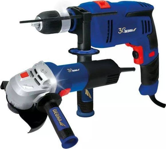 Dedra Sett: Bor 900W + Vinkelsliper 125mm 950W