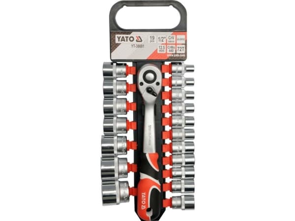 Yato YT-38681, Pipenøkkelsett, 19 stykker, Kromfarget, Oransje, Plast, Stål, 25,5 cm, 2,417 g