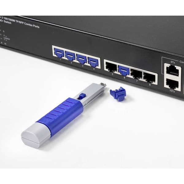 Renkforce RF-4695234 RJ45 LAN Portlås Set 10 st Silver-blå inkl. 1 nyckel