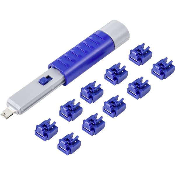 Renkforce RF-4695234 RJ45 LAN Portlås Set 10 st Silver-blå inkl. 1 nyckel