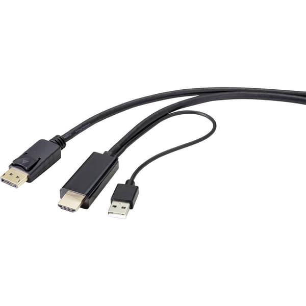 Renkforce DisplayPort / HDMI Adapterkabel DisplayPort-kontakt, HDMI-A-kontakt 2.00 m Svart RF-4600632 DisplayPort-kabel