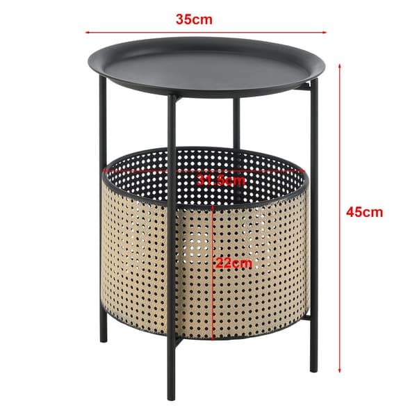 [en.casa]® Soffbord Beaumont-45xØ35cm-metall-svart-sandfärg