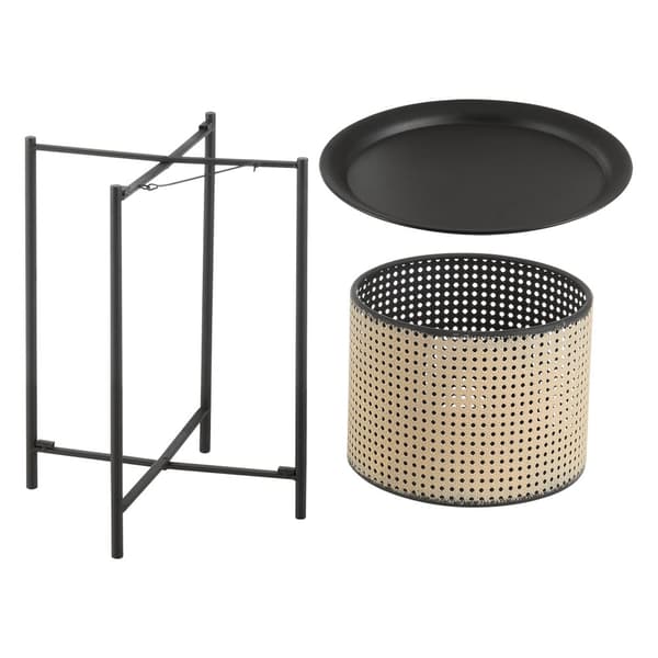 [en.casa]® Soffbord Beaumont-45xØ35cm-metall-svart-sandfärg