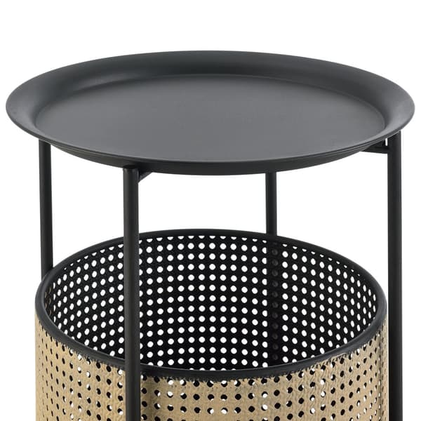 [en.casa]® Soffbord Beaumont-45xØ35cm-metall-svart-sandfärg