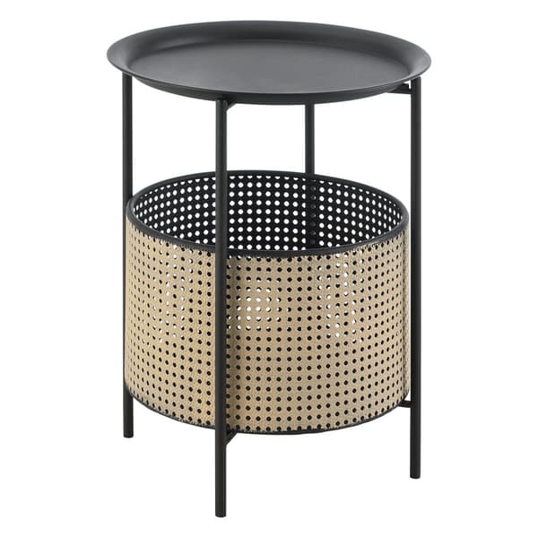 [en.casa]® Soffbord Beaumont-45xØ35cm-metall-svart-sandfärg