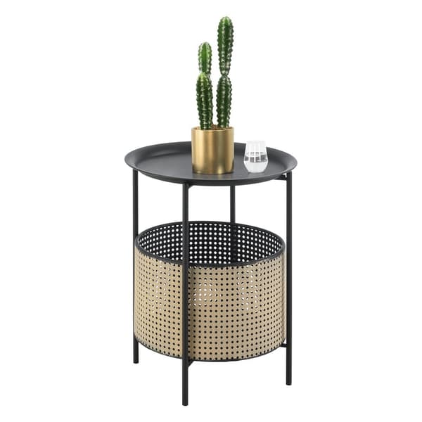 [en.casa]® Soffbord Beaumont-45xØ35cm-metall-svart-sandfärg