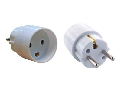MicroConnect - Adapter för effektkontakt - Typ F (hona) till Typ K (hane) - AC 230 V - 16 A - vit Vit