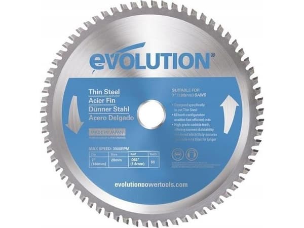 Evolution TCT Widia sag for skjæring av tynt stål 180mm / 68z for motorsager