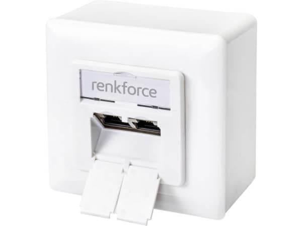 Renkforce RF-4697900 Verkkopistorasia Pinta-asennus CAT 6 2 porttia Kirkas valkoinen