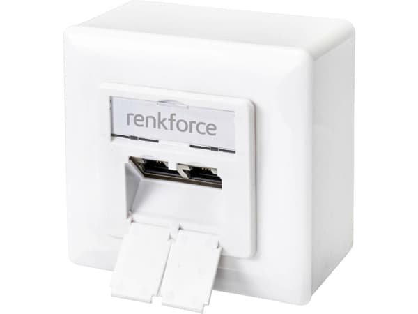Renkforce RF-4697900 Verkkopistorasia Pinta-asennus CAT 6 2 porttia Kirkas valkoinen