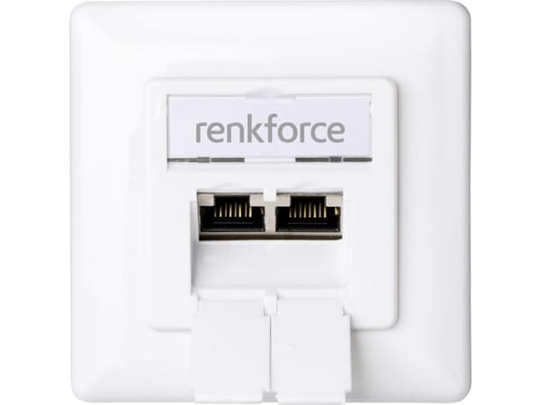 Renkforce RF-4697900 Verkkopistorasia Pinta-asennus CAT 6 2 porttia Kirkas valkoinen