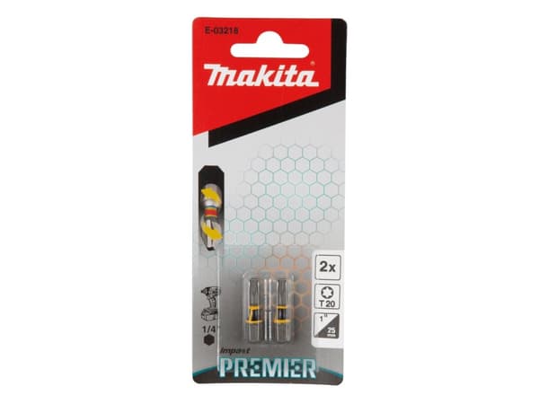 Makita Impact Premier - Impact screwdriver bit - 2 deler - torx - T20 - heksagonal - lengde: 25 mm - for Makita DTD153RTJ, DTD153Z, DTD157Z, DTP141Z,