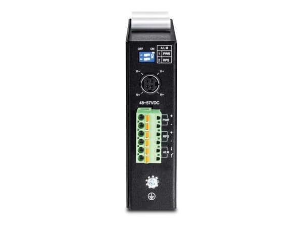 TRENDnet TI-PG541I - Switch - Administrerad - 4 x 10/100/1000 (PoE+) + 1 x 10/100/1000 + 1 x Gigabit SFP - DIN-skenmonterbar - PoE+ (120 W) - TAA-kom