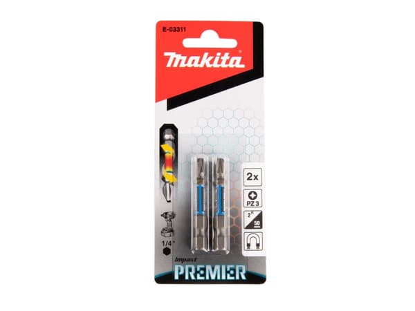 Makita Impact Premier - Impact screwdriver bit - 2 deler - pozidriv - PZ3 - heksagonal - lengde: 50 mm