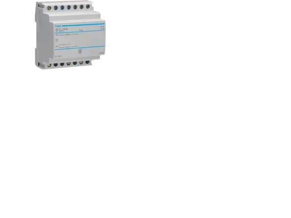 Hager ST312, Turvamuuntaja, ensiö 230V, toisio 12 / 24V, 25VA, 70mm leveä, DIN-kiskoon