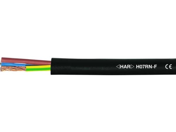 HELUKABEL H07RN-F, Lavspenningskabel, Sort, Kobber (Cu), 1.5 mm², 72 kg/km, DIN VDE 0482-332-1-2, DIN EN 60332-1-2, IEC 60332-1-2, DIN VDE 0473-396,