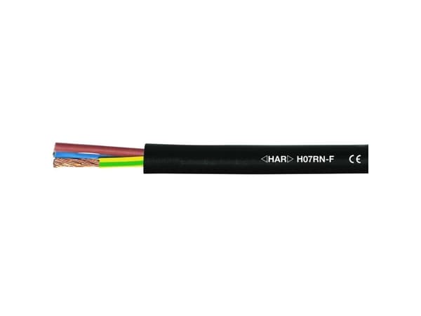 HELUKABEL H07RN-F, Lavspenningskabel, Sort, Kobber (Cu), 1.5 mm², 72 kg/km, DIN VDE 0482-332-1-2, DIN EN 60332-1-2, IEC 60332-1-2, DIN VDE 0473-396,