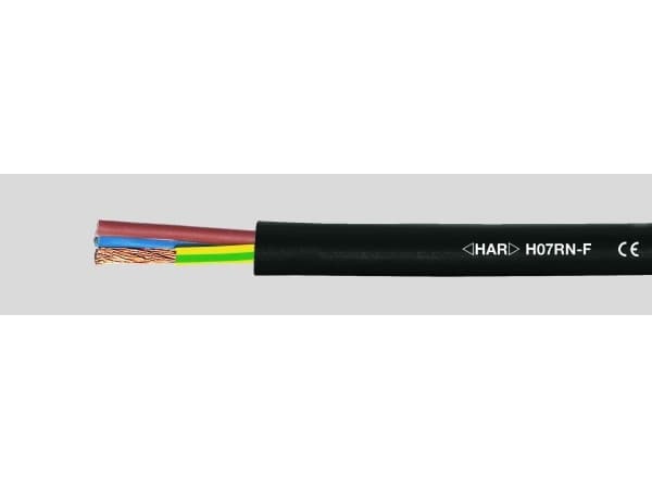 HELUKABEL H07RN-F, Lågspänningskabel, Svart, Cooper, 2,5 mm², 120 kg/km, DIN VDE 0482-332-1-2, DIN EN 60332-1-2, IEC 60332-1-2, DIN VDE 0473-396, DIN