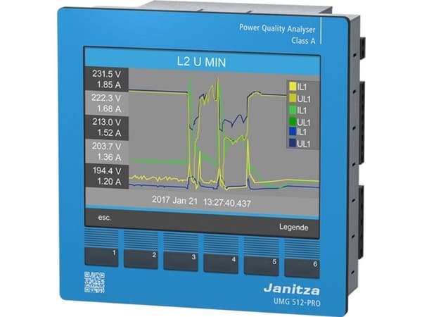 Janitza Janitza Elektroninen jännitteen laadun analysaattori Jännitteen laadun analysaattori UMG512 RCM:llä varustettuna