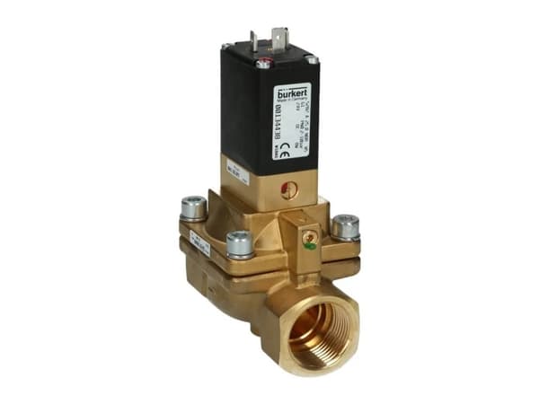 Bürkert 134438 2/2-vejs Servostyret ventil 24 V/DC G 1 muffe Nominel dimension 25 mm Kabinetmateriale Messing (value.1391473) Forseglingsmateriale NB