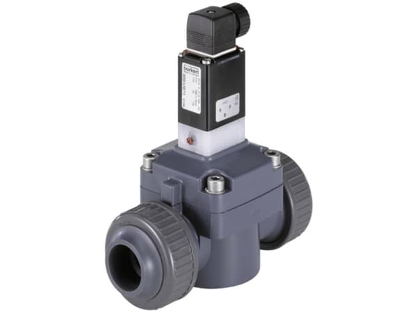 Bürkert 42079 2/2-vejs Servostyret ventil 24 V/DC Kotelomateriaali PVC (arvo.1391393) Forssan materiaali FKM