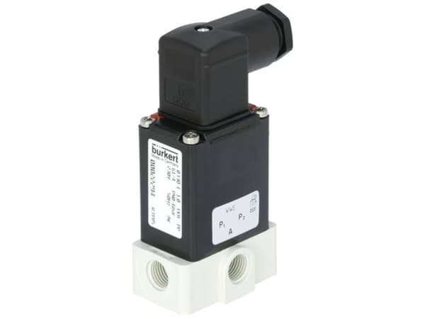 Bürkert 66230 3/2-vejs Direkte styret ventil 24 V/AC G 1/4 muffe Nominel dimension 3 mm Kabinetmateriale Polypropylen (value.1391486) Forseglingsmate