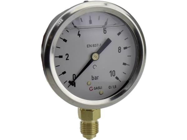 ICH 63R-1.MGE Glycerin Manometer Undersida -1 til 0 bar Udvendigt gevind 1/4 "