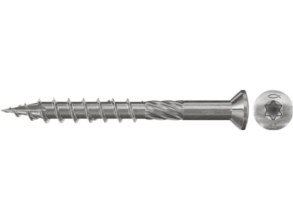 Fischer 660604, Skruv, Rostfritt stål, Trä, Delvis gängad, Försänkt huvud, Torx