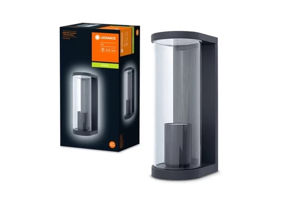 LEDVANCE ENDURA, Vegglys, Mørkegrå, Aluminium, Glass, IP44, Inngang, Fasade, I
