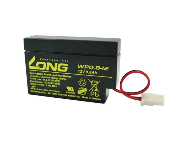 Long WP0.8-12 Blybatteri 12 V 0.8 Ah Blyfleece (B x H x T) 96 x 62 x 25 mm AMP-bøsning Lav selvafladning, Vedligeholdelsesfri