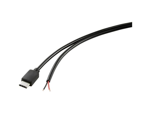 TRU COMPONENTS Virtajohto Raspberry Pi [1x USB-C™-liitin - 1x avoin pää] 1,00 m Musta