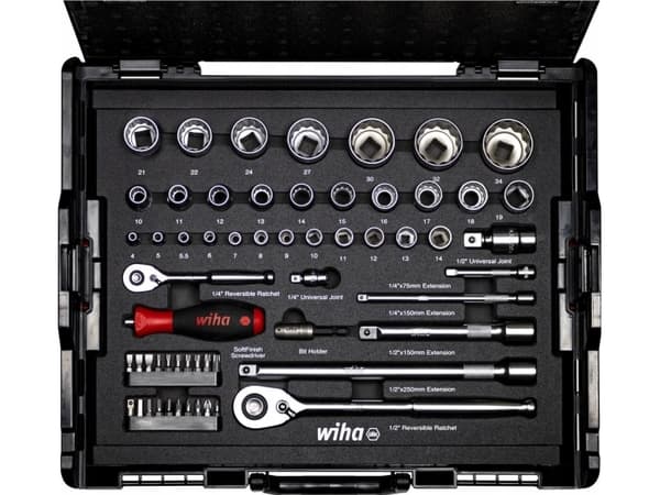 Hylsyavain- ja bittisarja 1/4\ & 1/2\" WIHA 60 kpl L-Boxx"