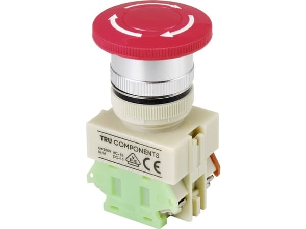 TRU COMPONENTS Y090 Nødstopknap 5 A 1 x brydekontakt IP40 1 stk