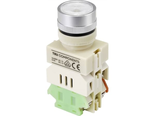TRU COMPONENTS TC-9219088 Y090 Painike 250 V/AC 5 A 1 x On/(On) Painike valkoinen (Ø) 30 mm 1 kpl 1 kpl