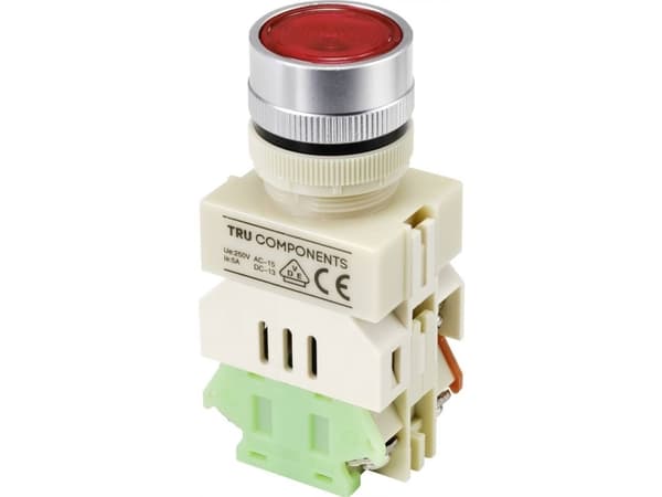 TRU COMPONENTS TC-9219080 Y090 Trykknap 250 V/AC 5 A 1 x On/(On) Tastende Rød (Ø) 30 mm 1 stk 1 stk