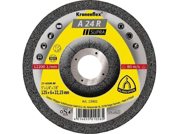 Klingspor 13402 A 24 R Supra Skrubskive forkrøppet 125 mm 22.23 mm 10 stk