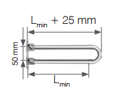 KAN-therm Push 14x2 300mm messinkinen kulmakulma 15mm kupariputkella ja kiinnikkeellä komposiitti nikkelöity 9015.250