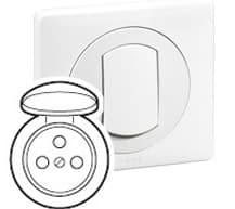 Legrand enkel uttagsplatta med lock Celiane vit - 067812