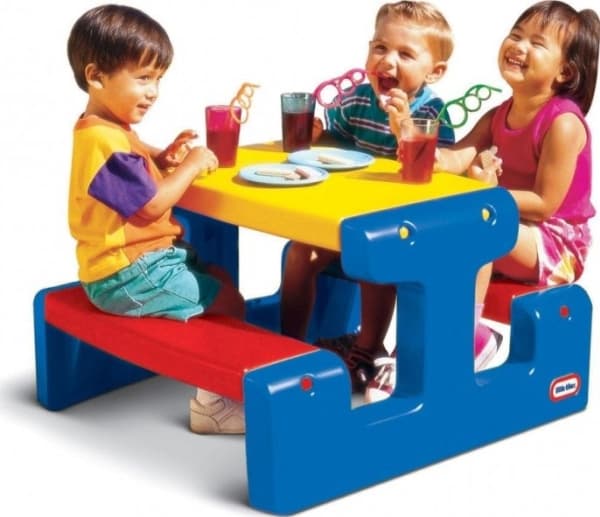 Little Tikes Large Picnic Table, Inomhus & utomhus, Blå, Röd, Gul, Plast, CE, 6 personer, 3 År