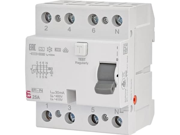 Eti-Polam Residual current circuit breaker 4P 25A 0.03A EFI-P4 A 25/0.03 002061511