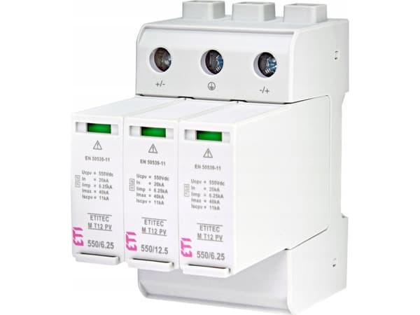 Eti-Polam Ylijännitesuoja PV Tyyppi 1 T2 (luokka B, C) ETITEC M T12 PV 1100/12,5 Y 002440511